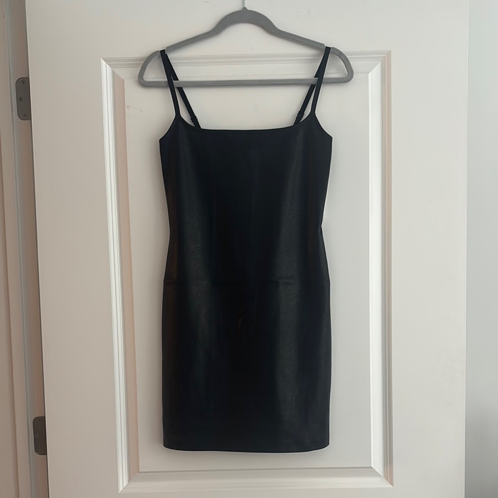 Black Leather Sleeveless Dress